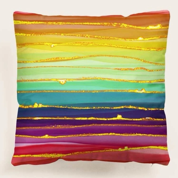 Rainbow Stripe Pattern Pillow Case Cover Decorative Toss Pillow - Picture 6 of 7